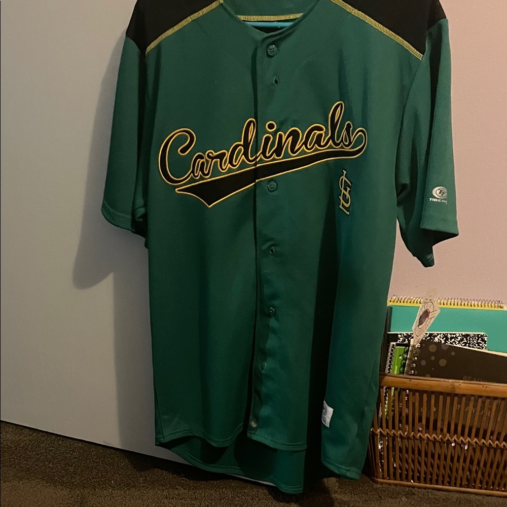 Men's Green Cardinals Button-Front Baseball Jersey